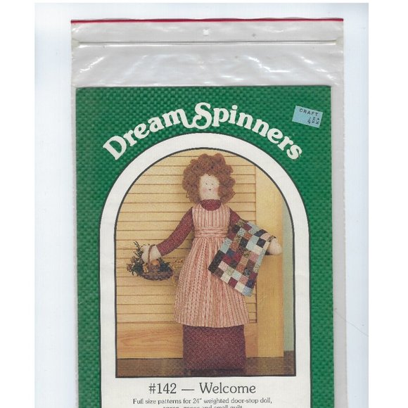 DREAM SPINNERS Welcome Pattern #142 Weighted DOOR-STOP DOLL Apron Goose Sm Quilt - Picture 2 of 3